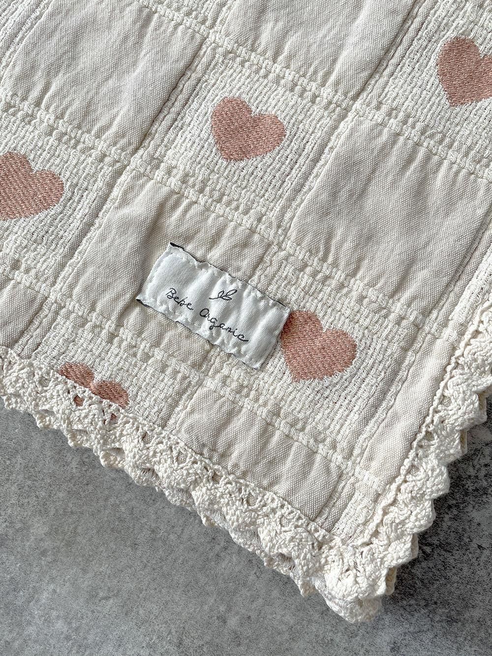 Bebe Organic Heart Mauve Patchwork ベベオーガニック ブランケット