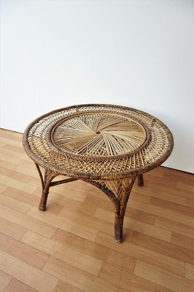 1970's ヴィンテージ ラタン サイドテーブル - アンティーク