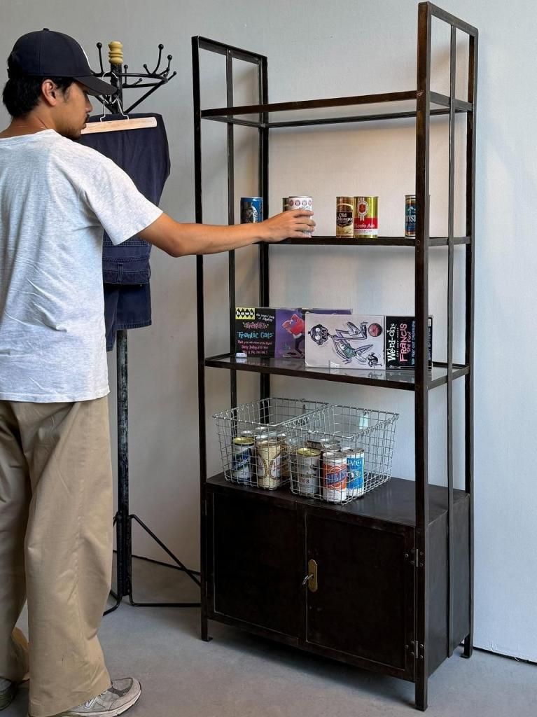 ヴィンテージ インダストリアル ガラスシェルフ - アンティーク