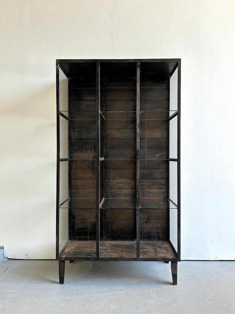 ヴィンテージ インダストリアル ガラスシェルフ(D500mm