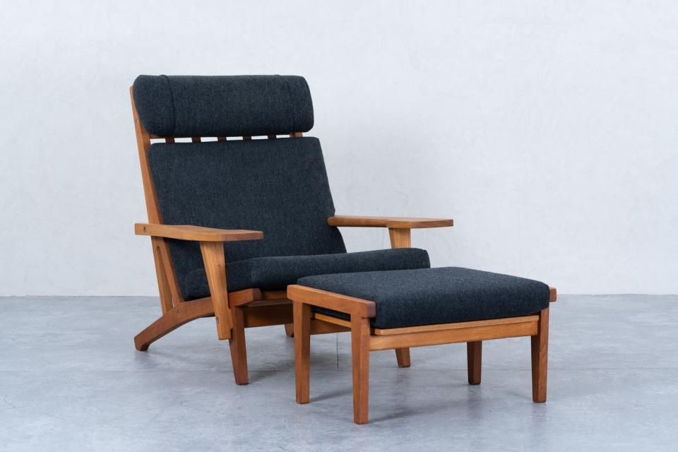 Hans J Wegner GE375 ハイバックソファ オットマンセット オーク