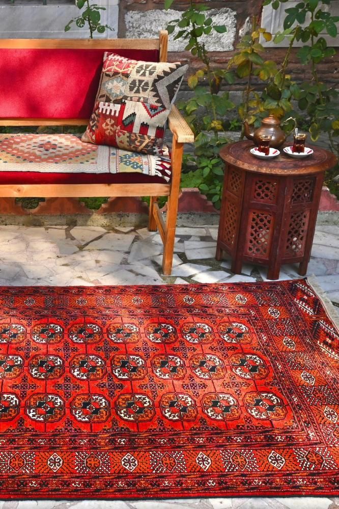 オールド絨毯/トルクメン・ブハラ/トライバルラグ約197×115cm - 手織り