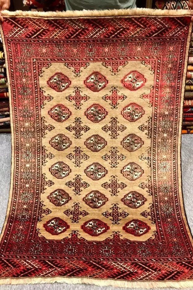 オールド絨毯/トルクメン・ブハラ/トライバルラグ約140×96cm - 手織り