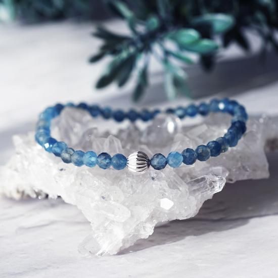 ディープブルーアクアマリンのラウンドカット一連ブレスレット ～深海