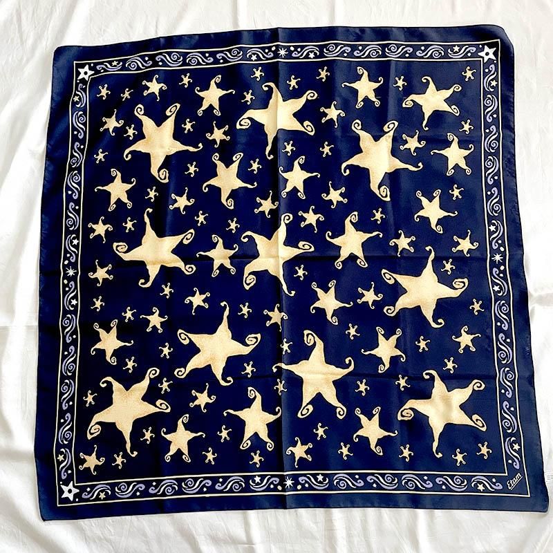 スカーフ ネイビー 星とくねくね ーsoracoya