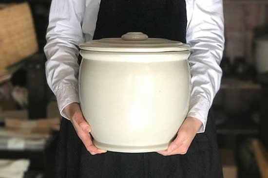 訳あり品】 加藤さんのつくる 甕（かめ）・5升（9リットル）①内側に
