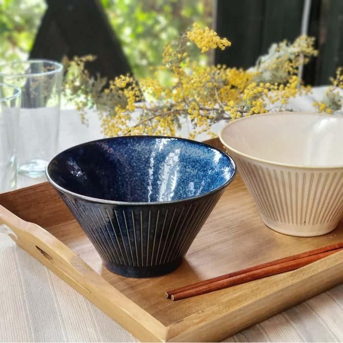 16cm丼ぶり、サラダボウル、麺どんぶり、ホワイト、藍ネイビー | 旅