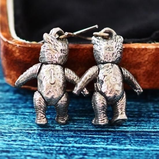 アメリカ製 テディベアのヴィンテージシルバーピアス