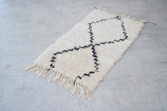 Morokkoモロッコラグ◇ダイヤ ホワイト ベニワレン トルコヴィンテージ