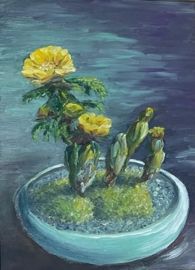 油絵 菅家令子 絵 絵画 インテリア 額付(黒) F4-091416 花 福寿草 油絵