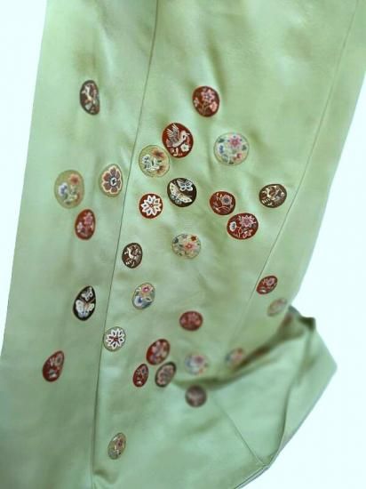 付け下げ 相良刺繍 紋付 花鳥花ノ丸紋 フォーマル 式事 茶道着物 御