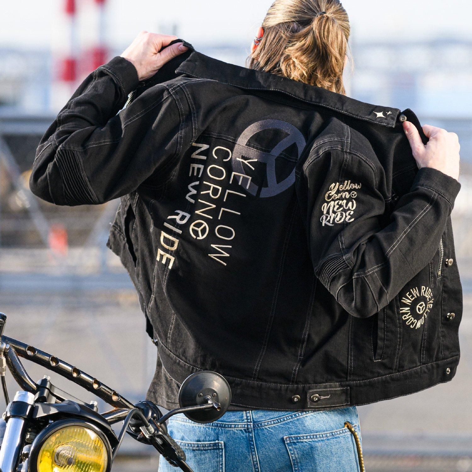 YELLOW CORN & JAQUE ブラックジャケット Lサイズ YELLOW CORN & JAQUE