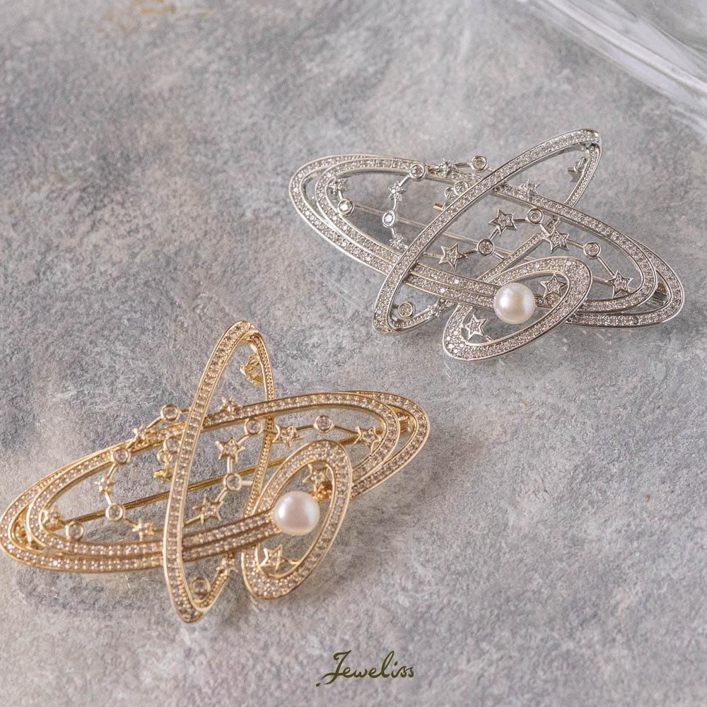 Jeweliss ブローチ Asteroid 銀河 星 淡水パール ジュエリス