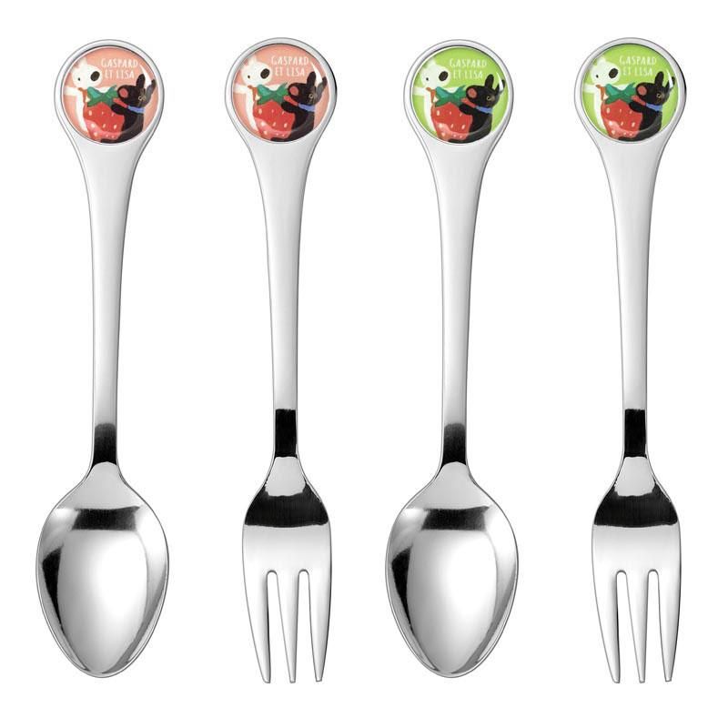 リサとガスパール】樹脂盛り「いちご」ティースプーン、ケーキフォーク