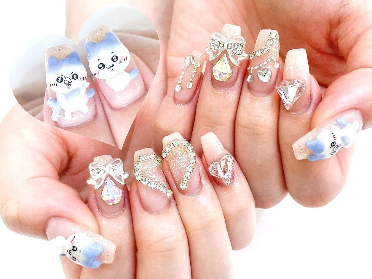 3dネイル ネイル ジェルネイル デコパーツ 星 月 ねこ ハチワレ ちい