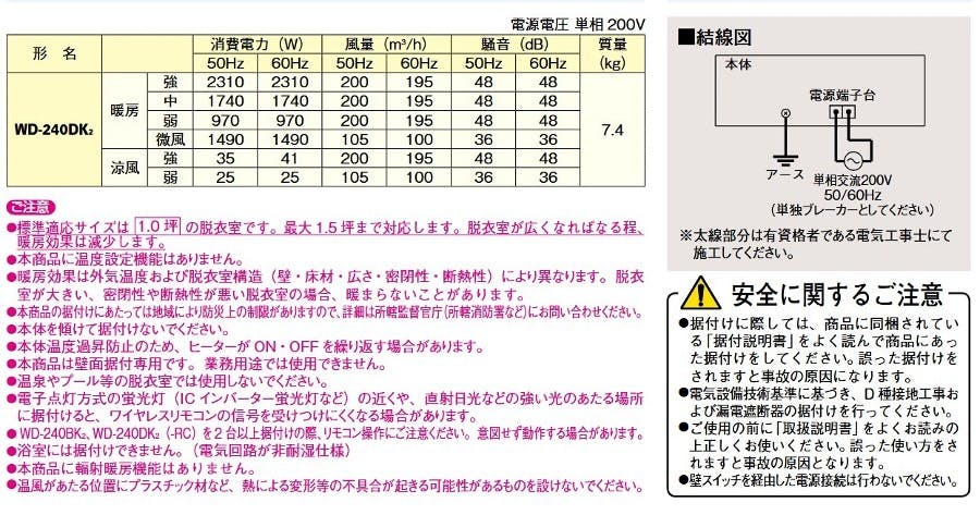 三菱電機 バス乾 脱衣室暖房機【壁掛タイプ/単相200V電源タイプ】 WD