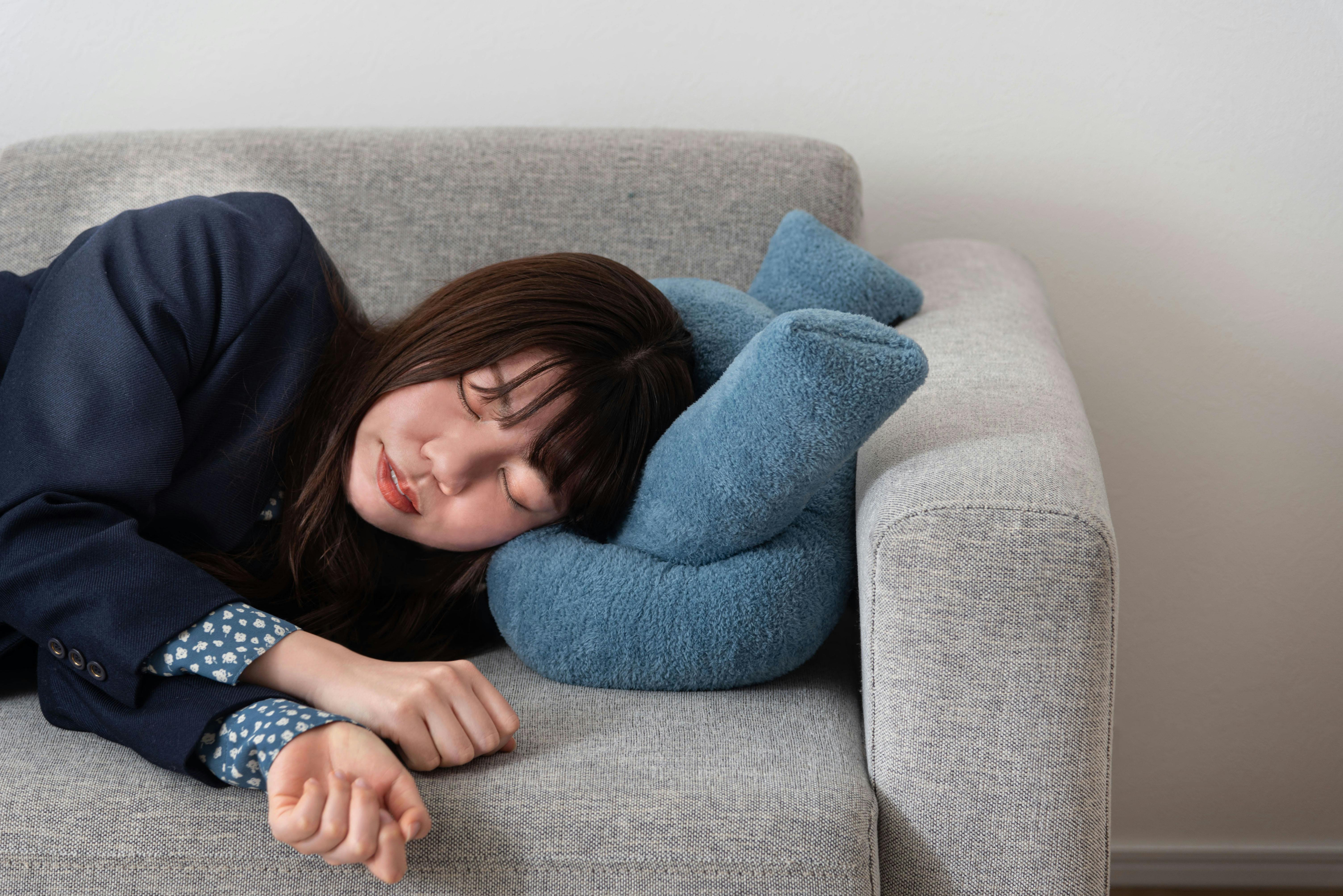 Room Essence もちもちロープクッション 約W60×D29.5×H21 ブルー 完成