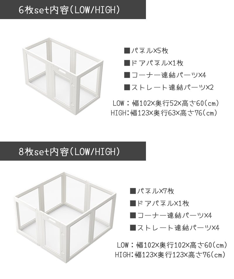 Petifam ホワイトフレームクリアサークル LOW 6面セット ケージ
