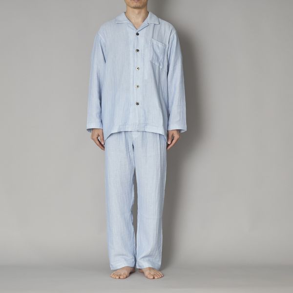 無撚糸三重ガーゼ柔らかパジャマ メンズ -あたたかいけど蒸れにくい