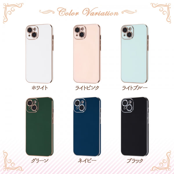 iPhone 13用】TPUソフトケース メタリック Felame/ホワイト/ピンクゴールド