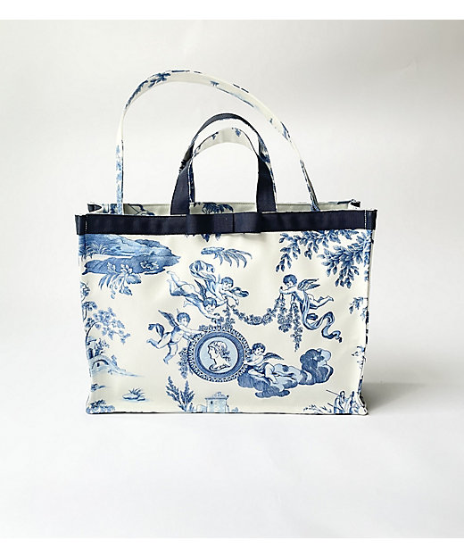 ☆トワルドジュイ柄 A4横型トートバッグストラップ付 ネイビー