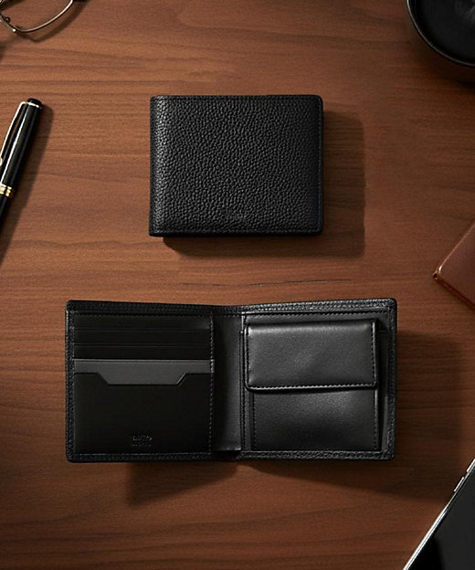 ソフトシュリンクレザー二つ折り財布（2002544334） | TAKEO