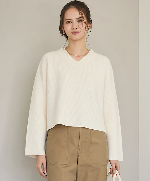 SLOW／一部店舗限定】ソフトウール Vネック ニット