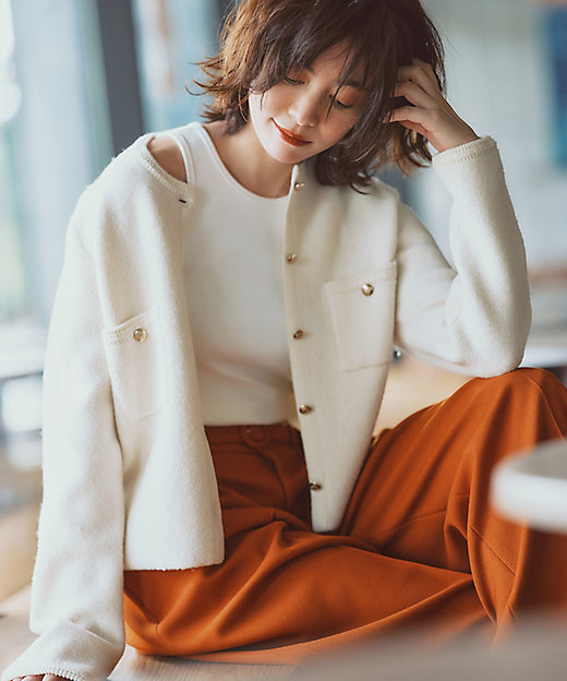 洗える】ミニブークレニット カーディガン（KRWWCA0357