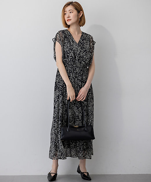 洗える】アンティークフラワープリント ワンピース