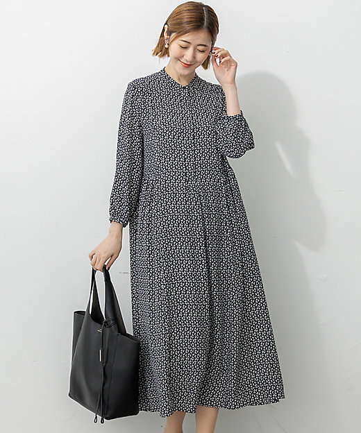 洗える】モダンジオメトリックプリント ワンピース