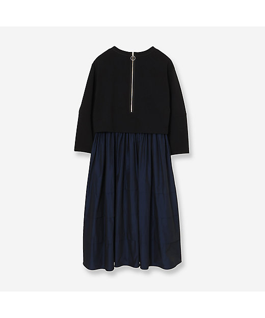 洗える】ニット×タフタコンビワンピース（81012601） | R-ISM