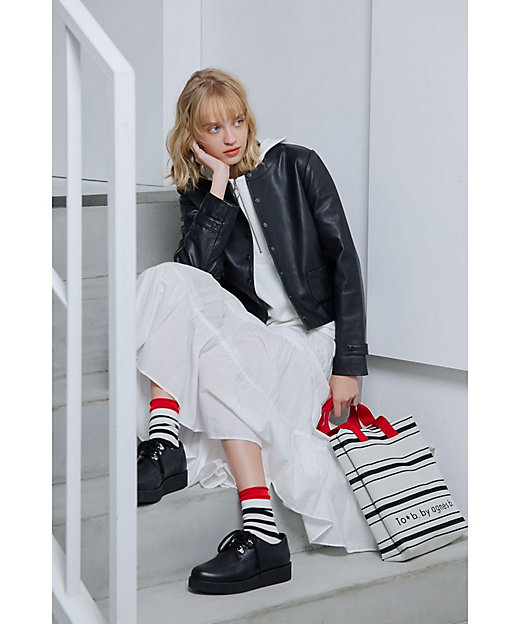 レザー ノーカラー ジャケット ”Mignon