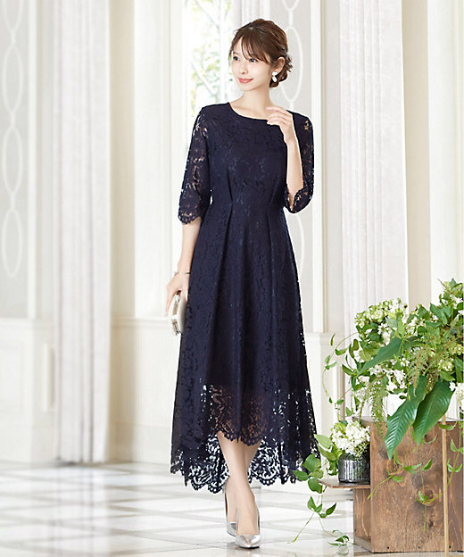 総レース七分袖イレヘムロングワンピース スモールサイズ | GIRL