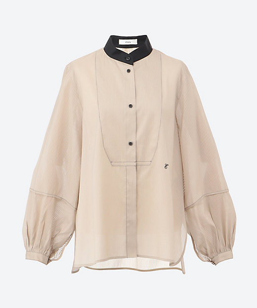 シルクコットンスルーストライプ ブラウス 4110700252