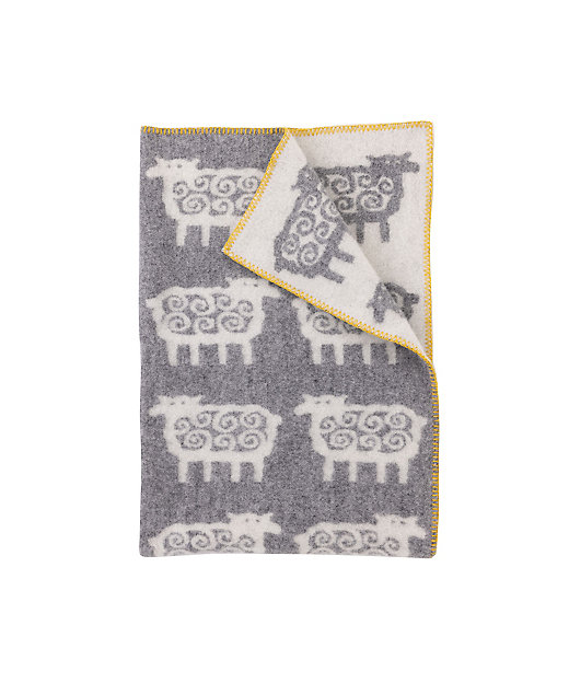 ウールハーフブランケット ヒツジ ライトグレー（ステッチあり