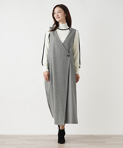 千鳥格子柄カシュクールジャンパースカート | BOURGE (Women