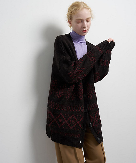 Vネックジャカードニットカーディガン | LANVIN en Bleu (Women