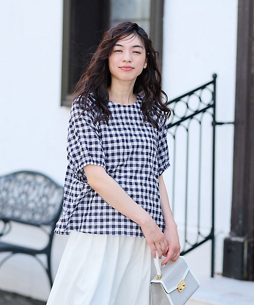 SONO 銀座三越限定 ラナンキュラスブラウス ギンガムギンガムチェック