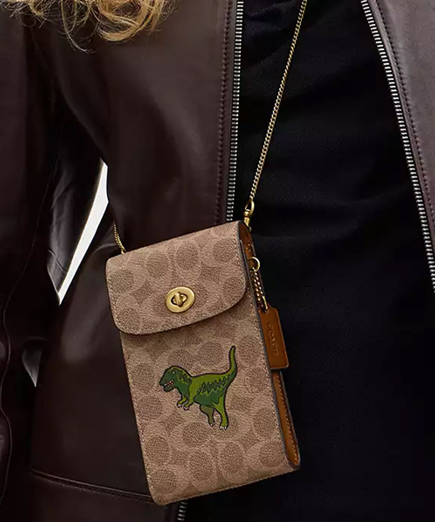 ターンロック フォーン クロスボディ・シグネチャー キャンバス