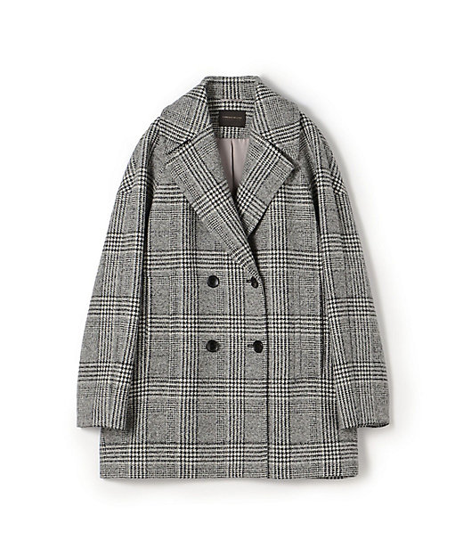 ウールカシミヤグレンチェック ショートコート | maison TOMORROWLAND