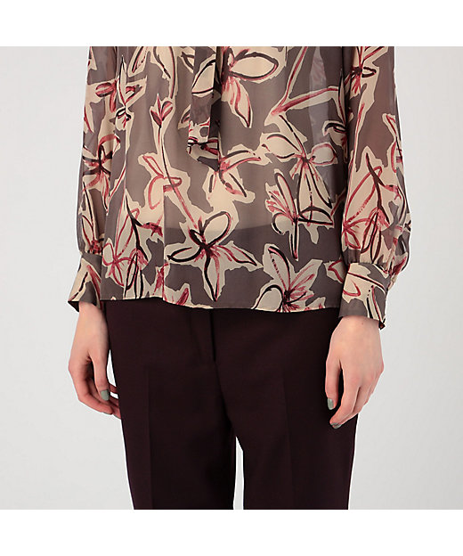 フローフラワープリント ボウタイブラウス | maison TOMORROWLAND