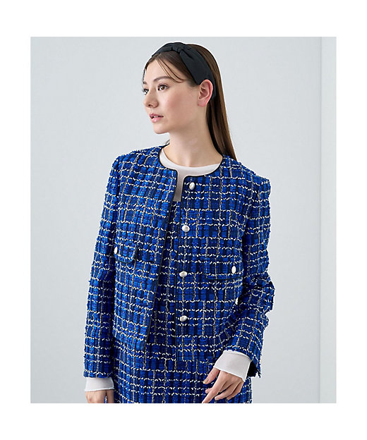 セットアップ対応商品】ブルーチェックツイード釦 ジャケット | ANAYI