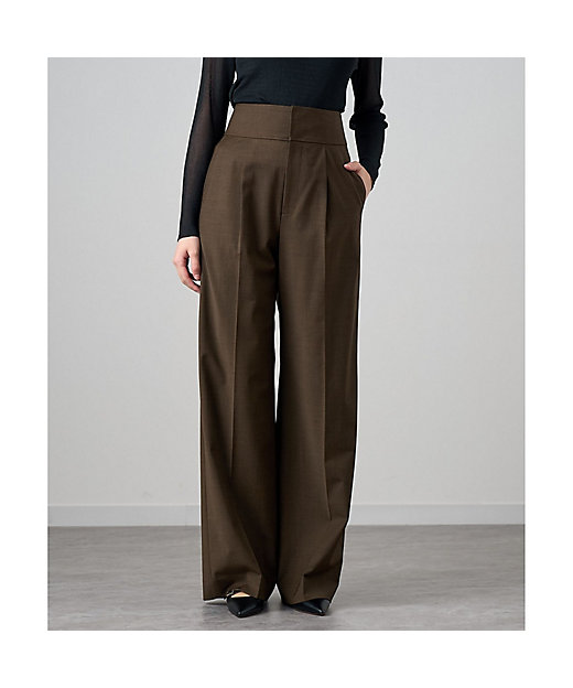 セットアップ対応商品】ウールトロピカルタックワイドパンツ | ANAYI