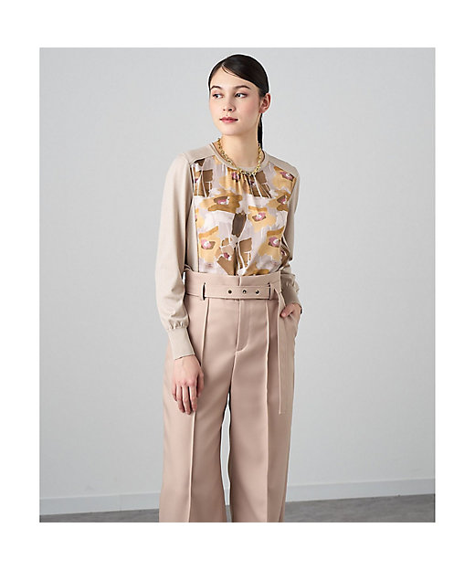 ペイントフラワープリントクルーネック プルオーバー | ANAYI/アナイ