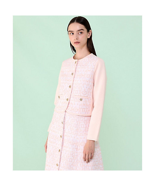 サーモンピンクツイードコンビ カーディガン | ANAYI/アナイ | 三越