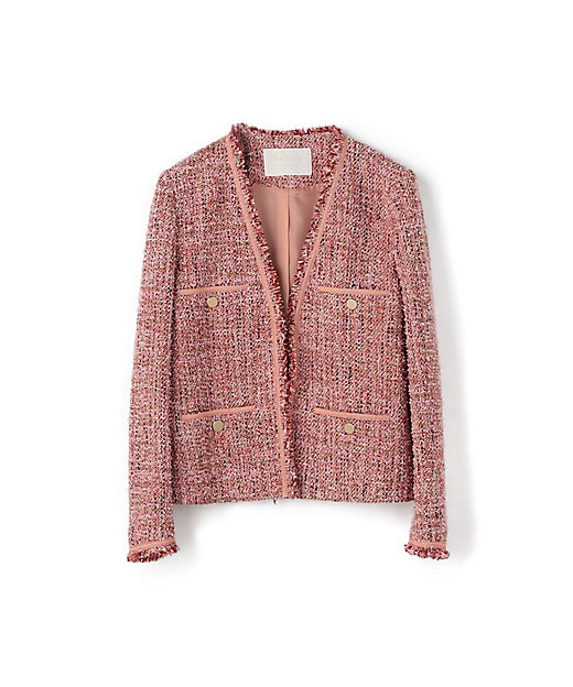 スラリットヤーンツイード Vカラージャケット | maison TOMORROWLAND