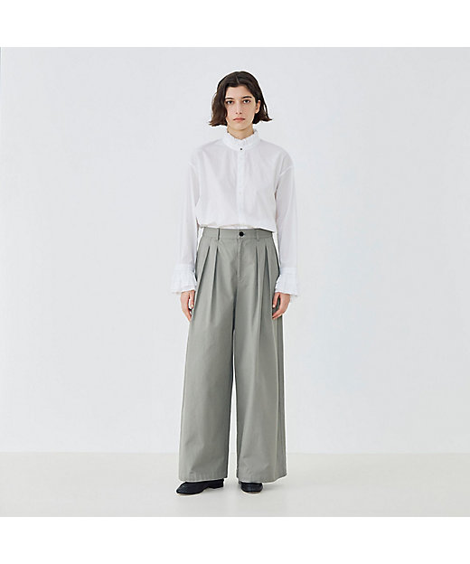 ノンマーセライズドコットン タックワイドパンツ | GALERIE VIE (Women