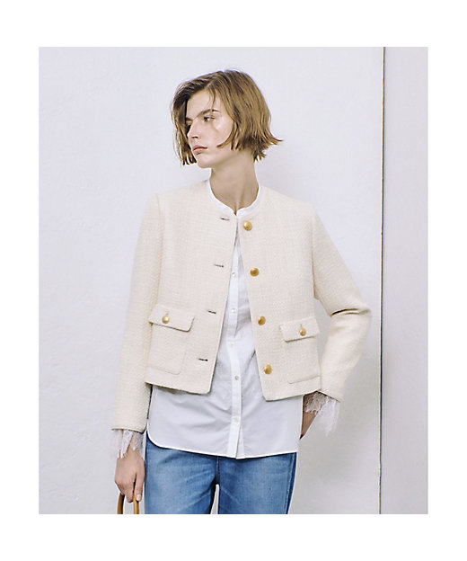 ファンシーツィードクルーネックジャケット | allureville (Women