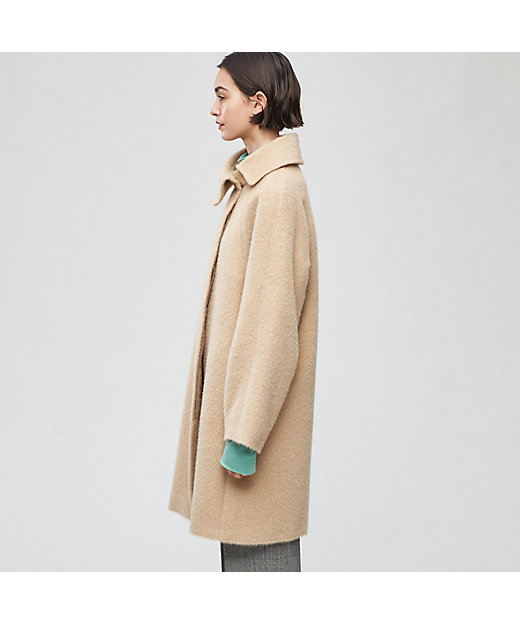 ウールアルパカモヘヤシャギー アシンメトリーカラーコート | maison