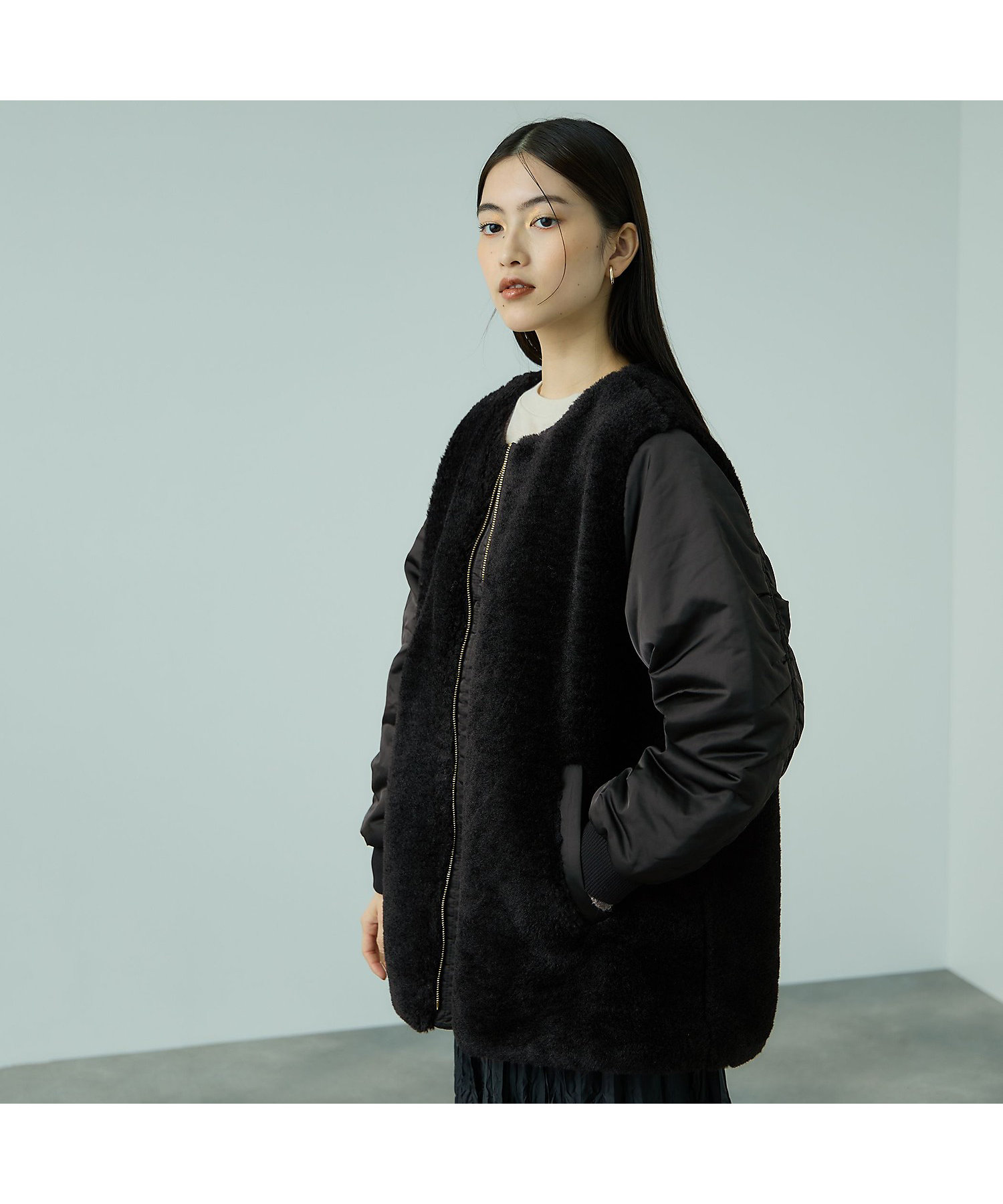 ボア切替ノーカラーミドルコート | VICKY（Women）/ビッキー | 三越